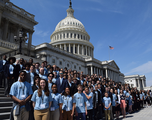 Group Photo of Congressional App Challenge winners on steps of US Capitol
